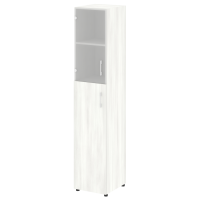 Шкаф высокий узкий левый (1 средний фасад ЛДСП + 1 низкий фасад стекло) Yalta LT.SU-1.7 L/R снежная патина